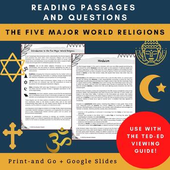 Preview of The Five Major World Religions: Reading Passages and Questions | Print&Digital