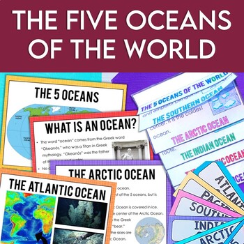 Preview of The Five Oceans: Facts & Features Slide Show, Flip Book, Activities, Assessment