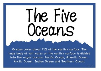 Preview of The Five Oceans of the World Information Poster Set/Anchor Charts