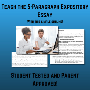 Preview of The Five Paragraph Expository Essay with Student Outline Template and Examples