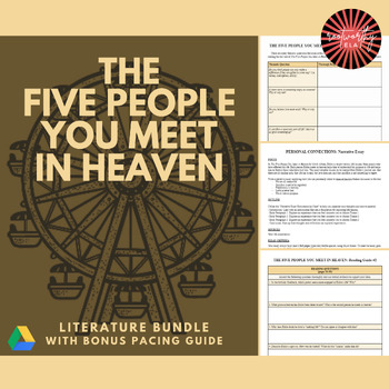 Preview of The Five People You Meet in Heaven | Bundle (Slides, Essay, Guides + Worksheets)