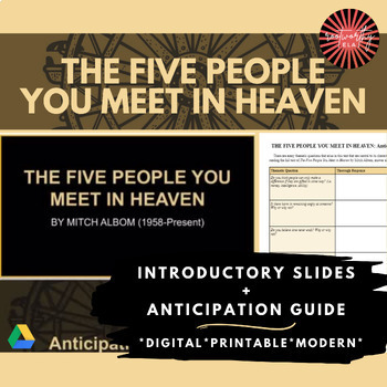 Preview of The Five People You Meet in Heaven | Introduction Slides + Anticipation Guide