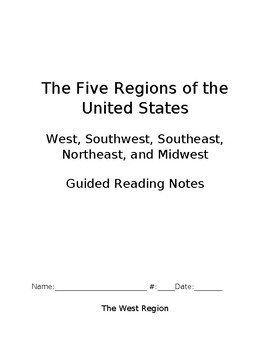 Preview of The Five Regions of the United States: West, Southwest, Southeast, Northeast, an