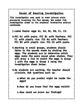 Preview of The Five Senses - Sense of Hearing Investigation