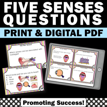 Preview of The Five Senses Scavenger Hunt Task Cards ESL Science Lesson My 5 Senses