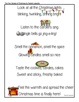 The Five Senses Of Christmas Poem By Rachel Lukacsko Tpt