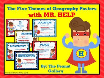 Preview of The Five Themes of Geography Posters (with MR. HELP)