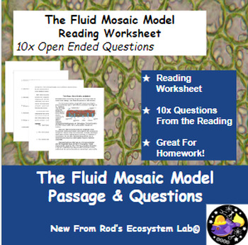 Preview of The Fluid Mosaic Model Reading Worksheet **Editable**