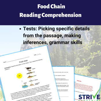 Preview of The Food Chain English Reading Comprehension Worksheet