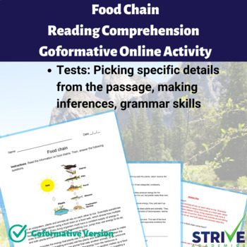 Preview of The Food Chain English Reading Comprehension Goformative.com Online Activity