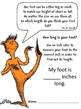 Preview of The Foot Book Measuring Activity