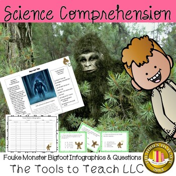Preview of Fouke Monster Bigfoot Infographics Task Card Comprehension Questions No Prep