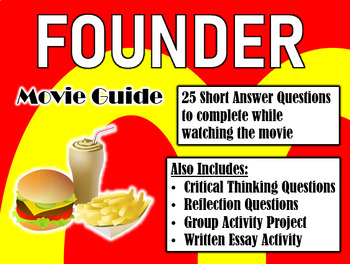 Preview of The Founder Movie Guide (2016) - Movie Questions with Extra Activities