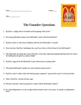 Preview of The Founder Movie Questions