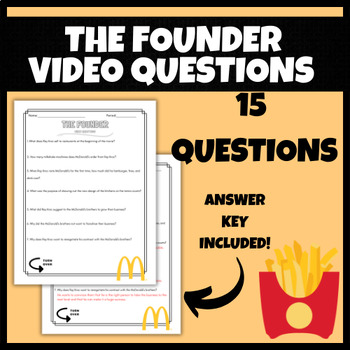 Preview of The Founder Video Questions | FCS, Business, Economics