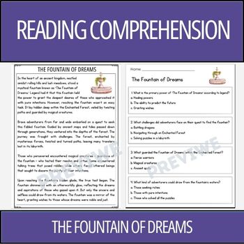 Preview of The Fountain of Dreams - Reading Comprehension Activity (Levels J,K,L,and M)