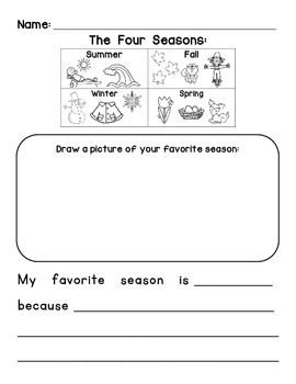 Preview of Four Seasons Writing - Worksheet and EASEL Activity