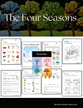 Preview of The Four Seasons Bundle | Wall Display, Flashcards, and Worksheets