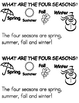Four Seasons .. Emergent Reader Book ** Perfect for Read to Self