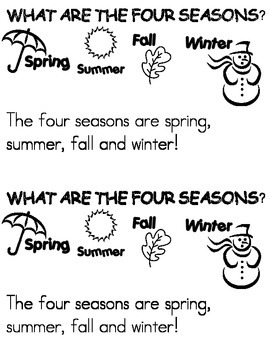 Four Seasons .. Emergent Reader Book ** Perfect For Read To Self