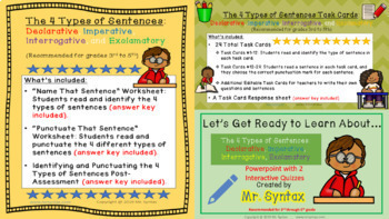 Preview of The Four Types of Sentences Bundle for Grades 3 to 5