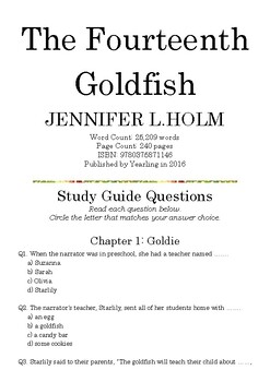 Preview of The Fourteenth Goldfish by JENNIFER L.HOLM; Multiple-Choice Quiz