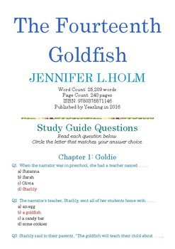 Preview of The Fourteenth Goldfish by JENNIFER L.HOLM; Multiple-Choice Quiz w/Answer Key