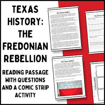 Preview of The Fredonian Rebellion Reading Passage, Questions, and Comic Activity