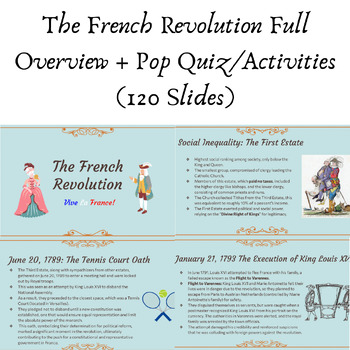 Preview of The French Revolution Overview + Activities (120 Slides, Interactive Quiz)