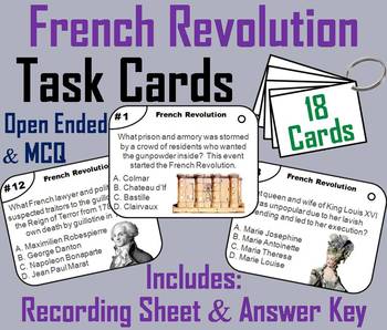 Preview of The French Revolution Task Cards Activity (Marie Antoinette, Louis XVI, Napoleon