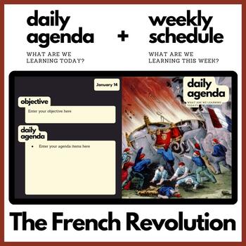 Preview of The French Revolution Themed Daily Agenda + Weekly Schedule for Google Slides