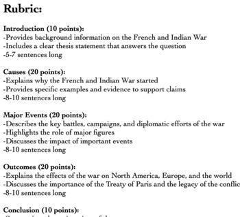 french and indian war essay questions