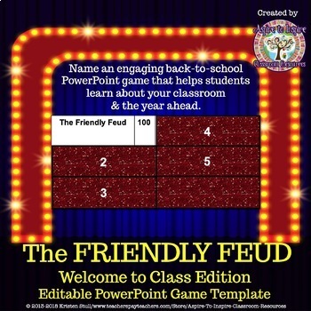 Preview of The Friendly Feud: Welcome to Class! Back to School PowerPoint Game Template