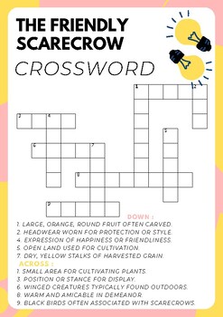 The Friendly Scarecrow No Prep Crossword Puzzle Worksheet Activity