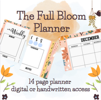 Preview of The Full Bloom Planner - Digital Access - Monthly Teacher Organizer Notebook
