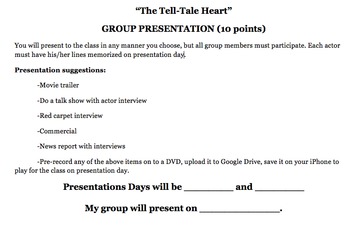 Preview of "The Tell Tale Heart" Group Presentation - FUN!