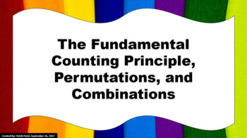 Preview of The Fundamental Counting Principle, Permutations, and Combinations Review Game