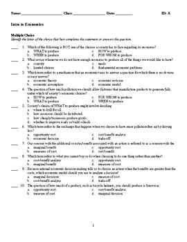 The Fundamental Economic Problems - Intro to Economics (Quiz or Study ...