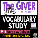 The GIVER - Vocabulary Study with Quizzes - Print & DIGITAL 