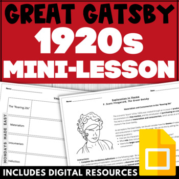 Preview of The Great Gatsby Theme Lesson - The Roaring 20s, Setting, and Historical Context