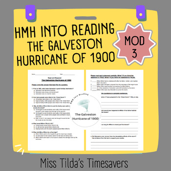 Preview of The Galveston Hurricane of 1900 - Grade 4 HMH into Reading