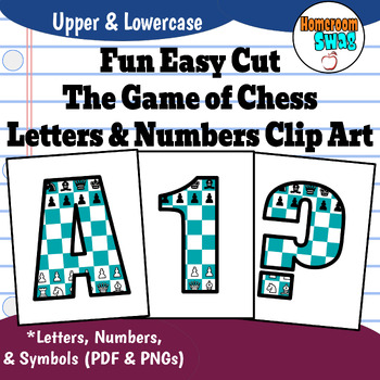 Preview of The Game Of Chess Easy Print and CutnBulletin Board Letters and Numbers Clip Art