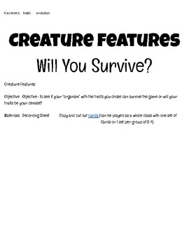 Preview of The Game of Evolution--Creature features Will You Survive?