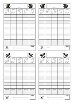 the game of skunk scorecard by things you will learn tpt