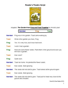 Preview of The Garden from Frog and Toad Together Reader's Theater Script
