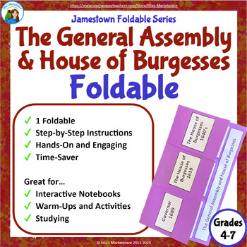 Preview of The General Assembly and House of Burgesses Foldable for Jamestown Unit