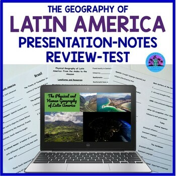 Preview of The Geography of Latin America: Presentation, Guided Notes, Review, Test