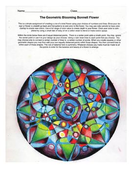 Preview of The Geometric Bonnell Blooming Flower Art Lesson