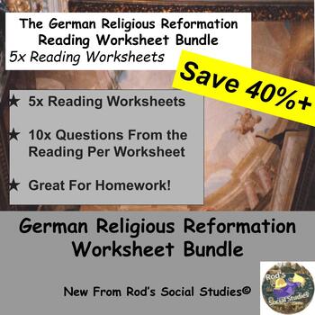 Preview of The German Religious Reformation Lesson Reading Worksheet Bundle **Editable**