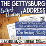 The Gettysburg Address Close Reading Activity The Civil War